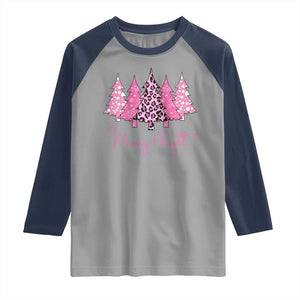 Pink Christmas Raglan Shirt Leopard Print Trees TS10 Sport Gray Navy Print Your Wear