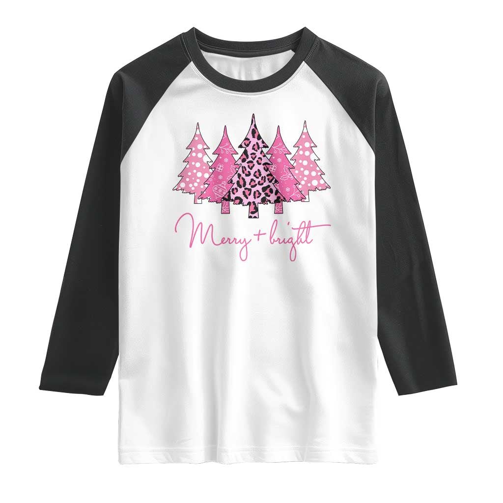 Pink Christmas Raglan Shirt Leopard Print Trees TS10 White Black Print Your Wear