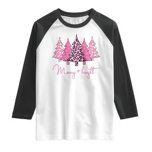 Pink Christmas Raglan Shirt Leopard Print Trees TS10 White Black Print Your Wear