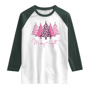Pink Christmas Raglan Shirt Leopard Print Trees TS10 White Dark Forest Green Print Your Wear