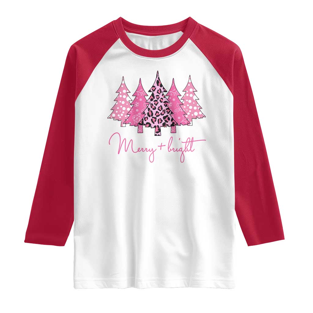 Pink Christmas Raglan Shirt Leopard Print Trees TS10 White Red Print Your Wear
