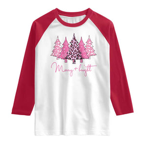 Pink Christmas Raglan Shirt Leopard Print Trees TS10 White Red Print Your Wear