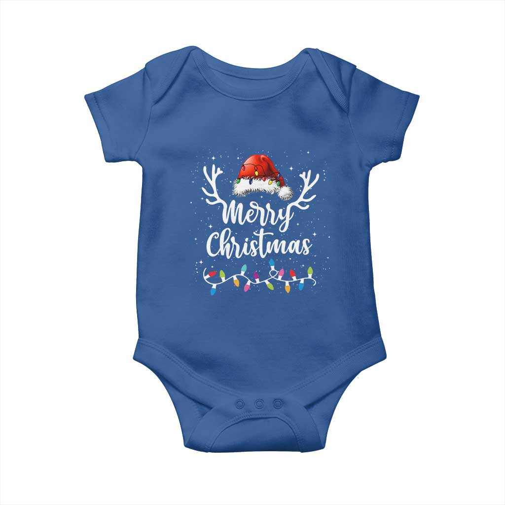 Merry Christmas Baby Onesie Lights Red Santa Hat Xmas Family Matching TS10 Royal Blue Print Your Wear