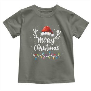 Merry Christmas Baby Shirt Lights Red Santa Hat Xmas Family Matching TS10 Military Green Print Your Wear