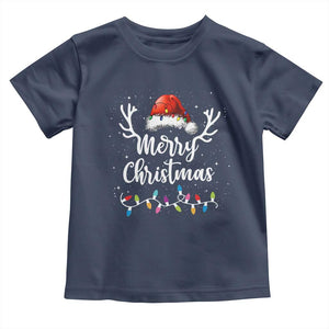 Merry Christmas Baby Shirt Lights Red Santa Hat Xmas Family Matching TS10 Navy Print Your Wear