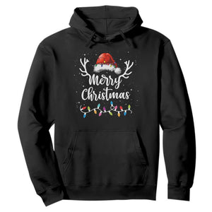 Merry Christmas Hoodie Lights Red Santa Hat Xmas Family Matching TS10 Black Print Your Wear