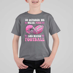 Football Breast Cancer Awareness T Shirt For Kid Coquette Football In October We Wear Pink Ghost Halloween Pink Ribbon TS10 Charcoal Print Your Wear
