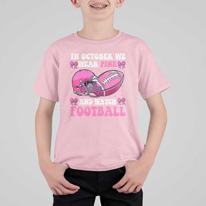 Football Breast Cancer Awareness T Shirt For Kid Coquette Football In October We Wear Pink Ghost Halloween Pink Ribbon TS10 Light Pink Print Your Wear