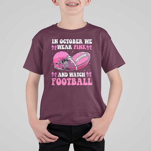 Football Breast Cancer Awareness T Shirt For Kid Coquette Football In October We Wear Pink Ghost Halloween Pink Ribbon TS10 Maroon Print Your Wear