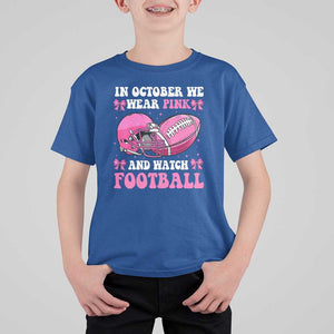 Football Breast Cancer Awareness T Shirt For Kid Coquette Football In October We Wear Pink Ghost Halloween Pink Ribbon TS10 Royal Blue Print Your Wear