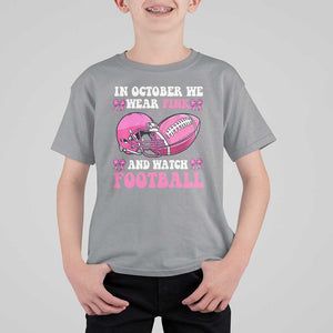 Football Breast Cancer Awareness T Shirt For Kid Coquette Football In October We Wear Pink Ghost Halloween Pink Ribbon TS10 Sport Gray Print Your Wear