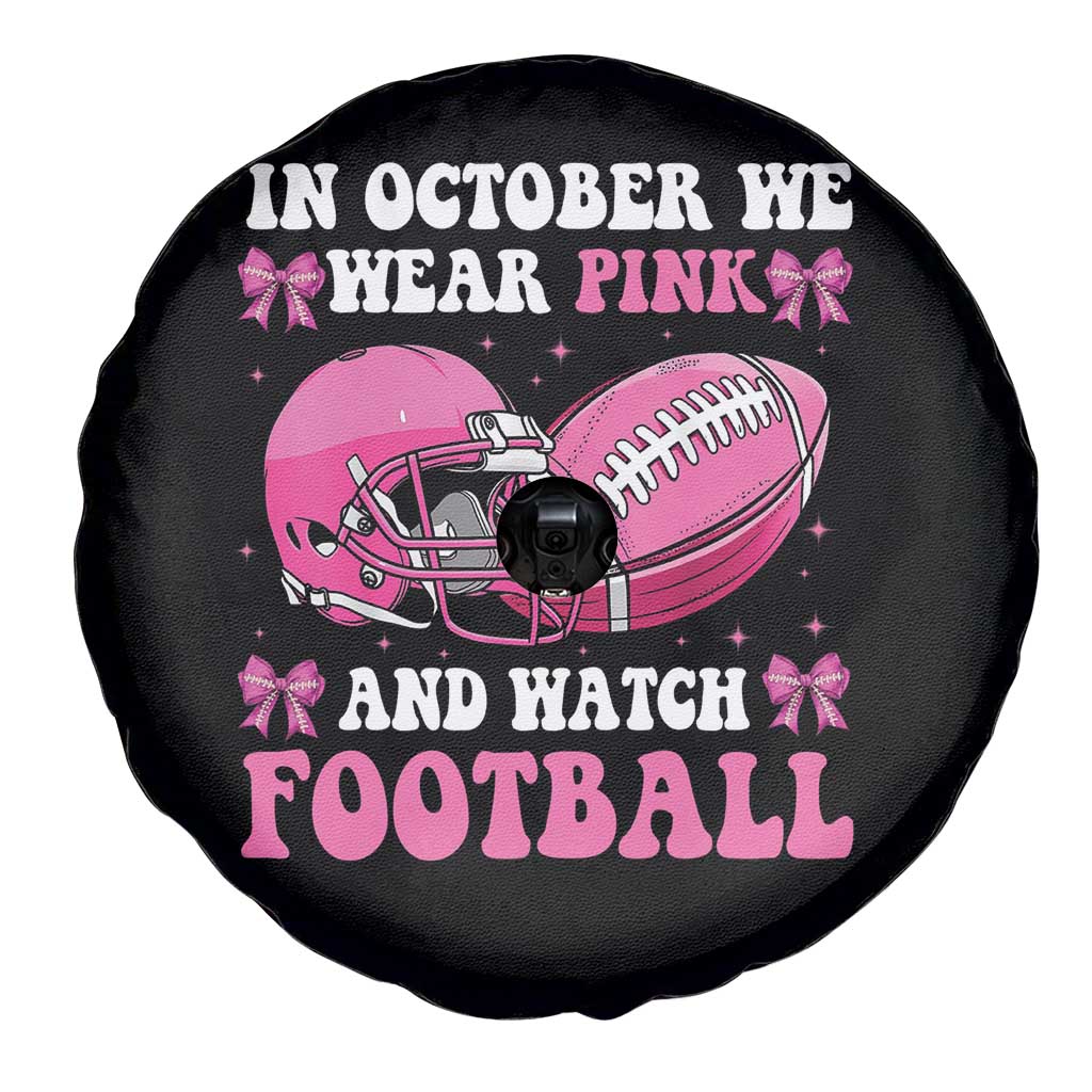 Football Breast Cancer Awareness Spare Tire Cover Coquette Football In October We Wear Pink Ghost Halloween Pink Ribbon TS10 Print Your Wear