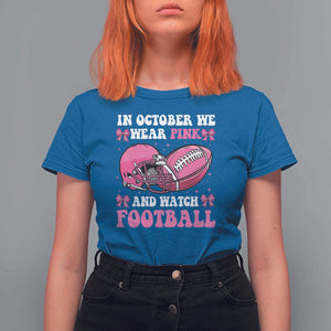 Football Breast Cancer Awareness T Shirt For Women Coquette Football In October We Wear Pink Ghost Halloween Pink Ribbon TS10 Royal Blue Print Your Wear