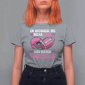 Football Breast Cancer Awareness T Shirt For Women Coquette Football In October We Wear Pink Ghost Halloween Pink Ribbon TS10 Sport Gray Print Your Wear