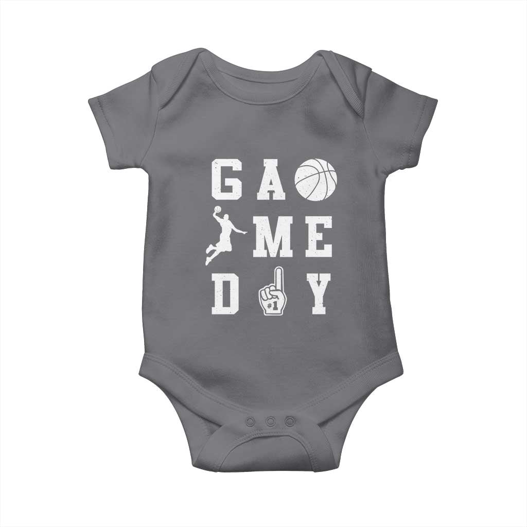 Game Day Basketball Baby Onesie Basketball Mom Sports Fan TS10 Charcoal Print Your Wear