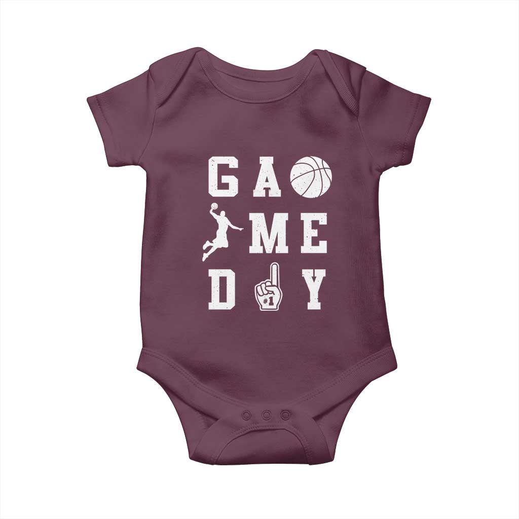 Game Day Basketball Baby Onesie Basketball Mom Sports Fan TS10 Maroon Print Your Wear
