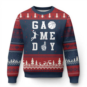 Game Day Basketball Ugly Christmas Sweater Basketball Mom Sports Fan - Print Your Wear