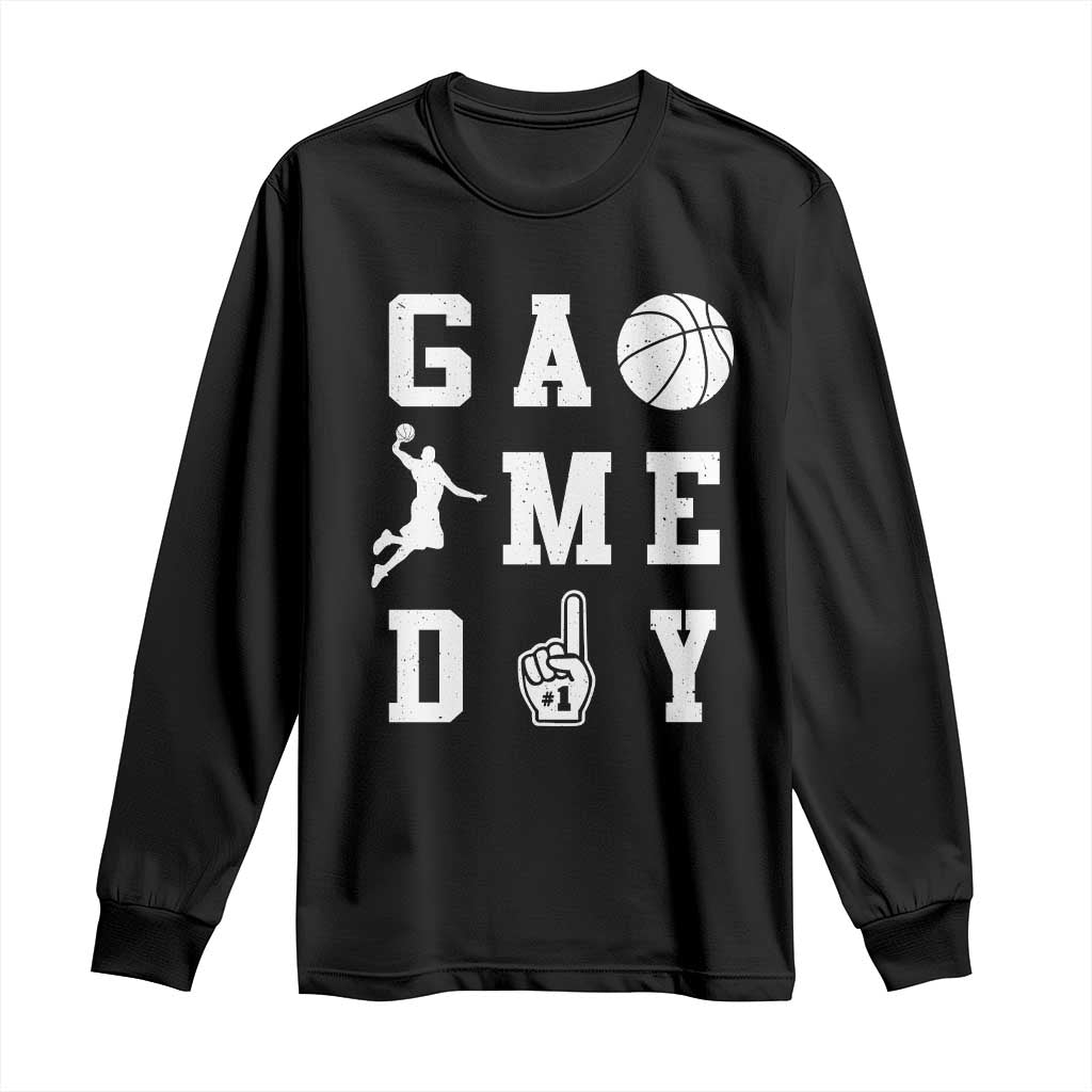 Game Day Basketball Long Sleeve Shirt Basketball Mom Sports Fan TS10 Black Print Your Wear