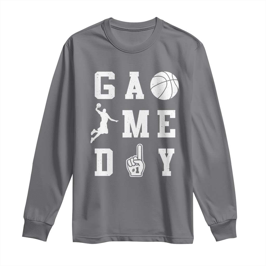 Game Day Basketball Long Sleeve Shirt Basketball Mom Sports Fan TS10 Charcoal Print Your Wear