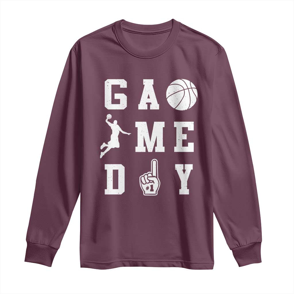 Game Day Basketball Long Sleeve Shirt Basketball Mom Sports Fan TS10 Maroon Print Your Wear