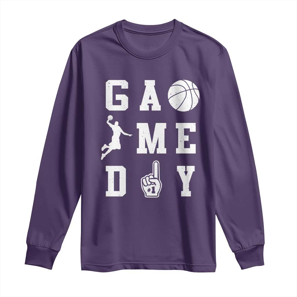 Game Day Basketball Long Sleeve Shirt Basketball Mom Sports Fan TS10 Purple Print Your Wear