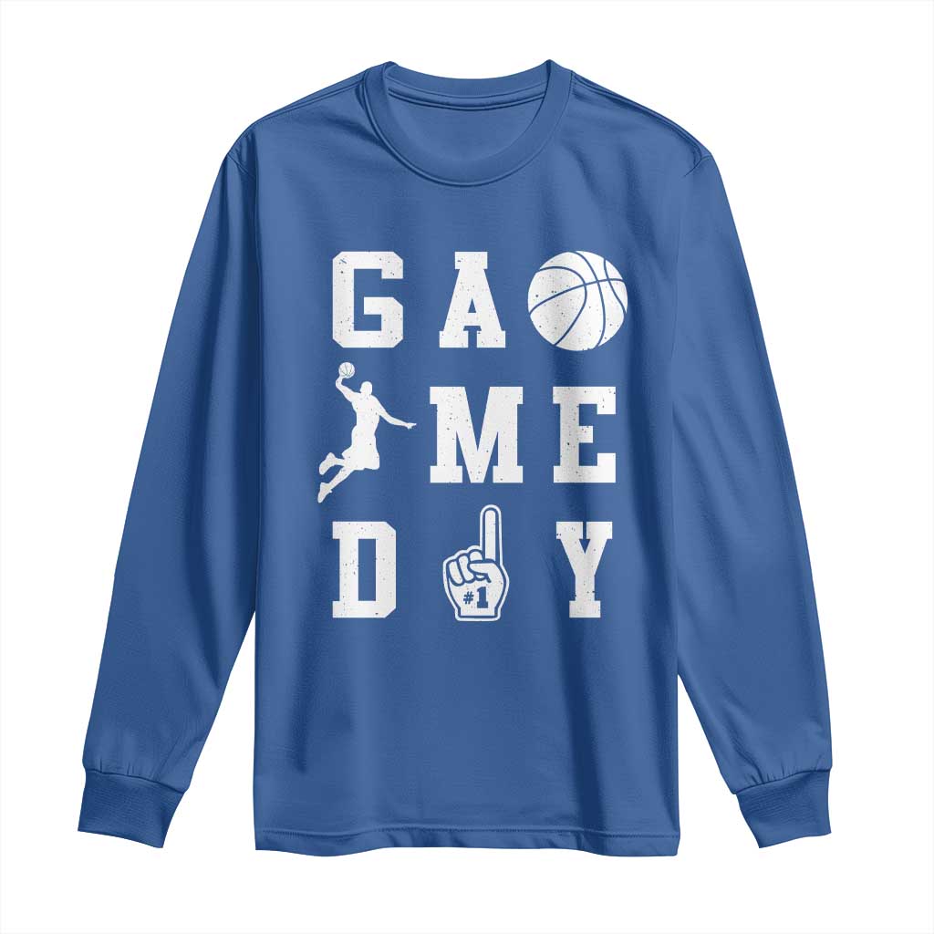Game Day Basketball Long Sleeve Shirt Basketball Mom Sports Fan TS10 Royal Blue Print Your Wear
