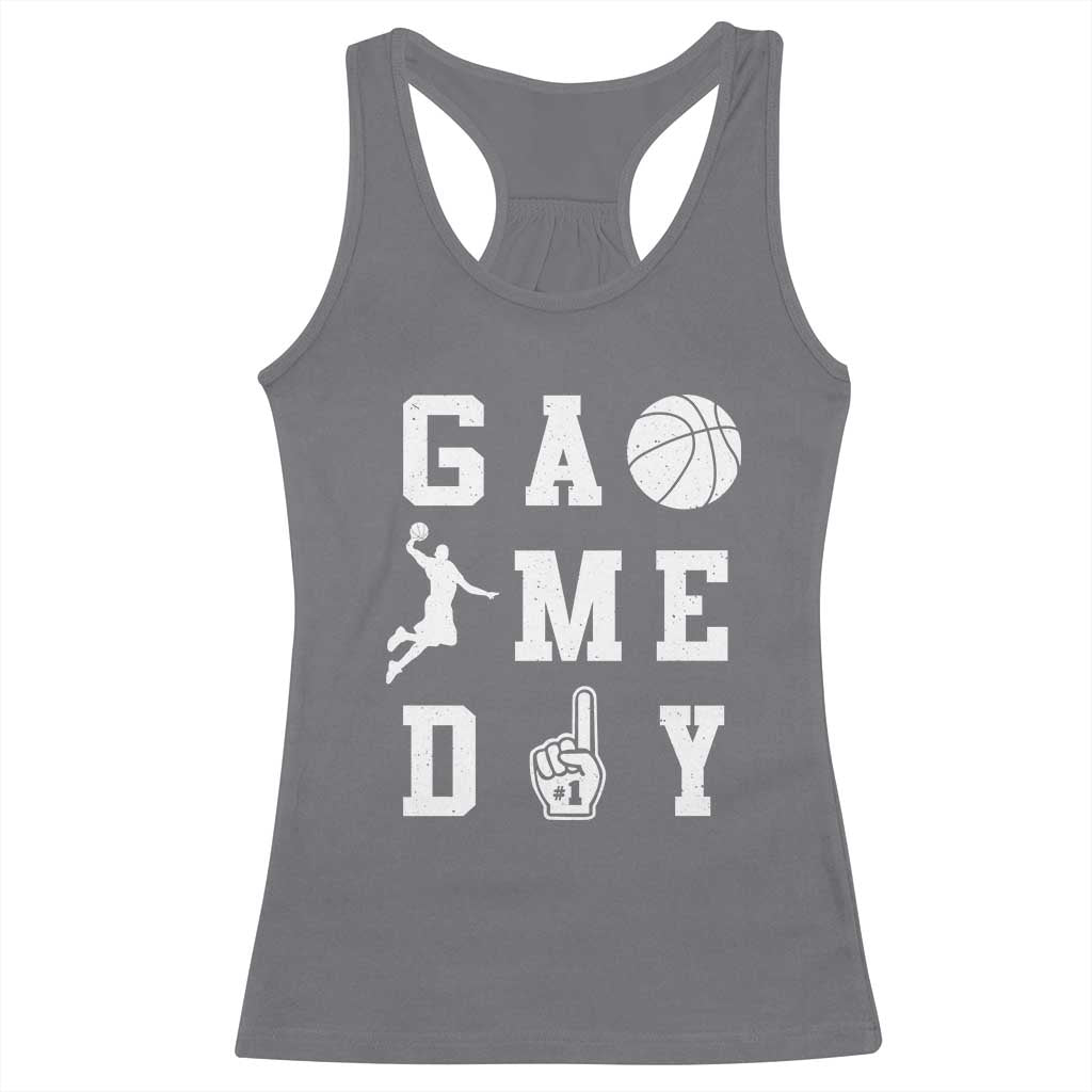 Game Day Basketball Racerback Tank Top Basketball Mom Sports Fan TS10 Charcoal Print Your Wear