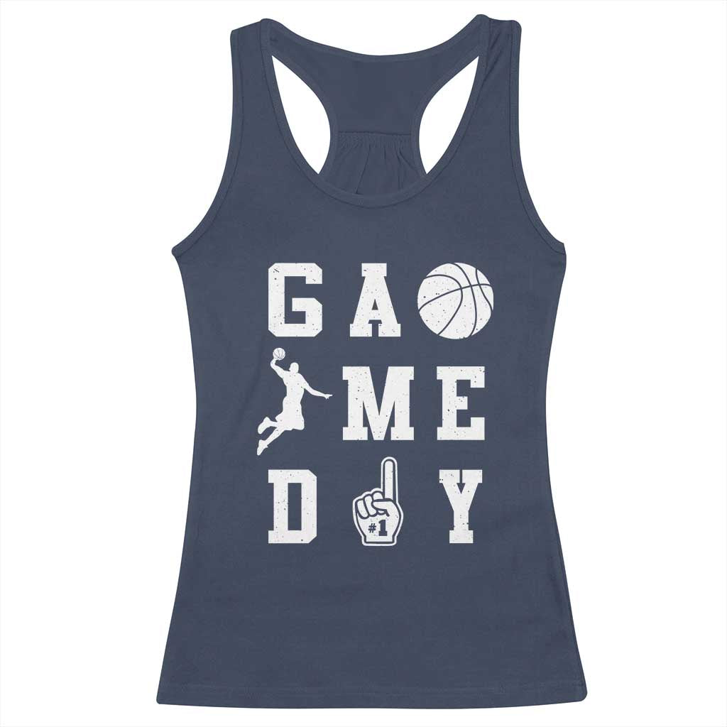 Game Day Basketball Racerback Tank Top Basketball Mom Sports Fan TS10 Navy Print Your Wear