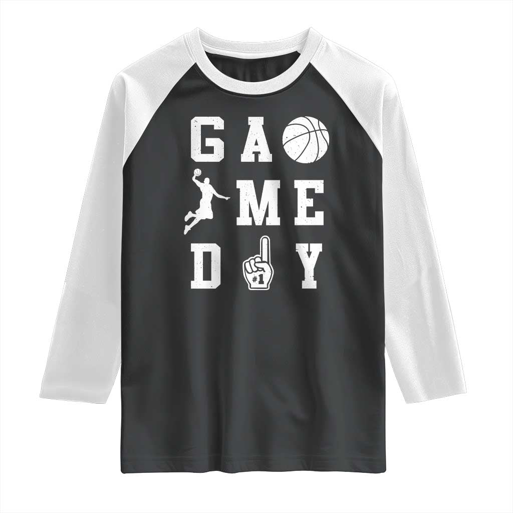 Game Day Basketball Raglan Shirt Basketball Mom Sports Fan TS10 Black White Print Your Wear
