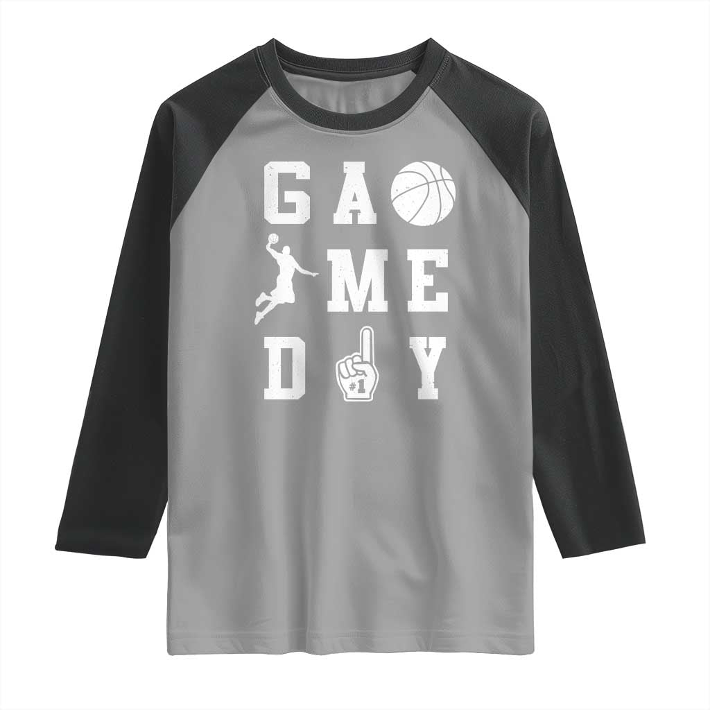 Game Day Basketball Raglan Shirt Basketball Mom Sports Fan TS10 Sport Gray Black Print Your Wear