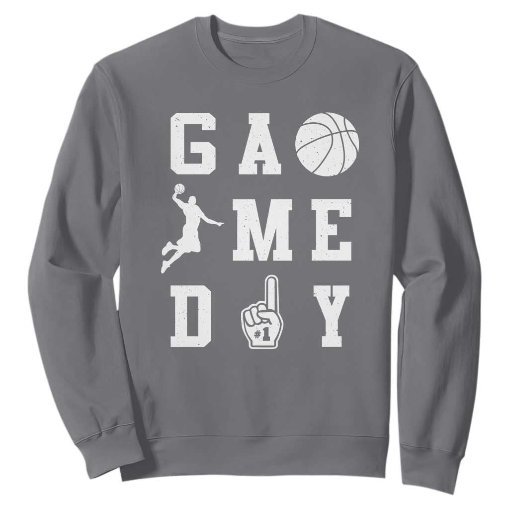 Game Day Basketball Sweatshirt Basketball Mom Sports Fan TS10 Charcoal Print Your Wear