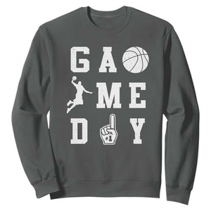 Game Day Basketball Sweatshirt Basketball Mom Sports Fan TS10 Dark Heather Print Your Wear