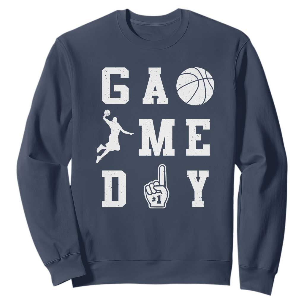 Game Day Basketball Sweatshirt Basketball Mom Sports Fan TS10 Navy Print Your Wear
