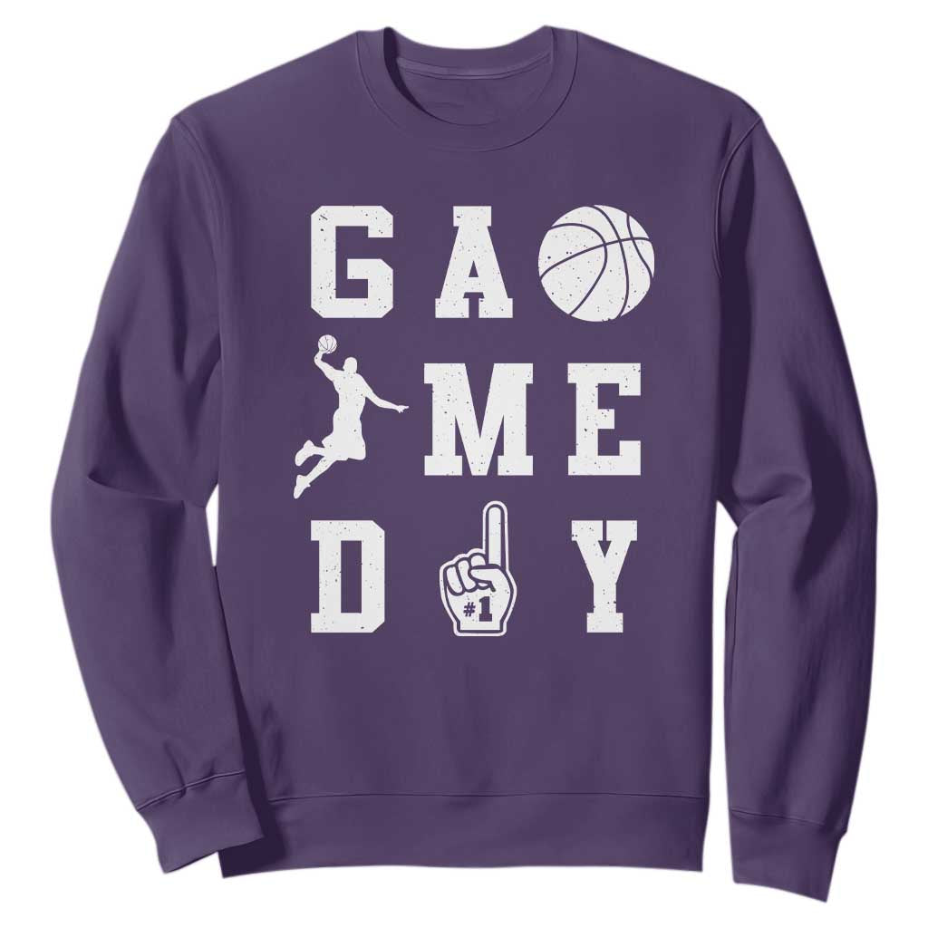 Game Day Basketball Sweatshirt Basketball Mom Sports Fan TS10 Purple Print Your Wear