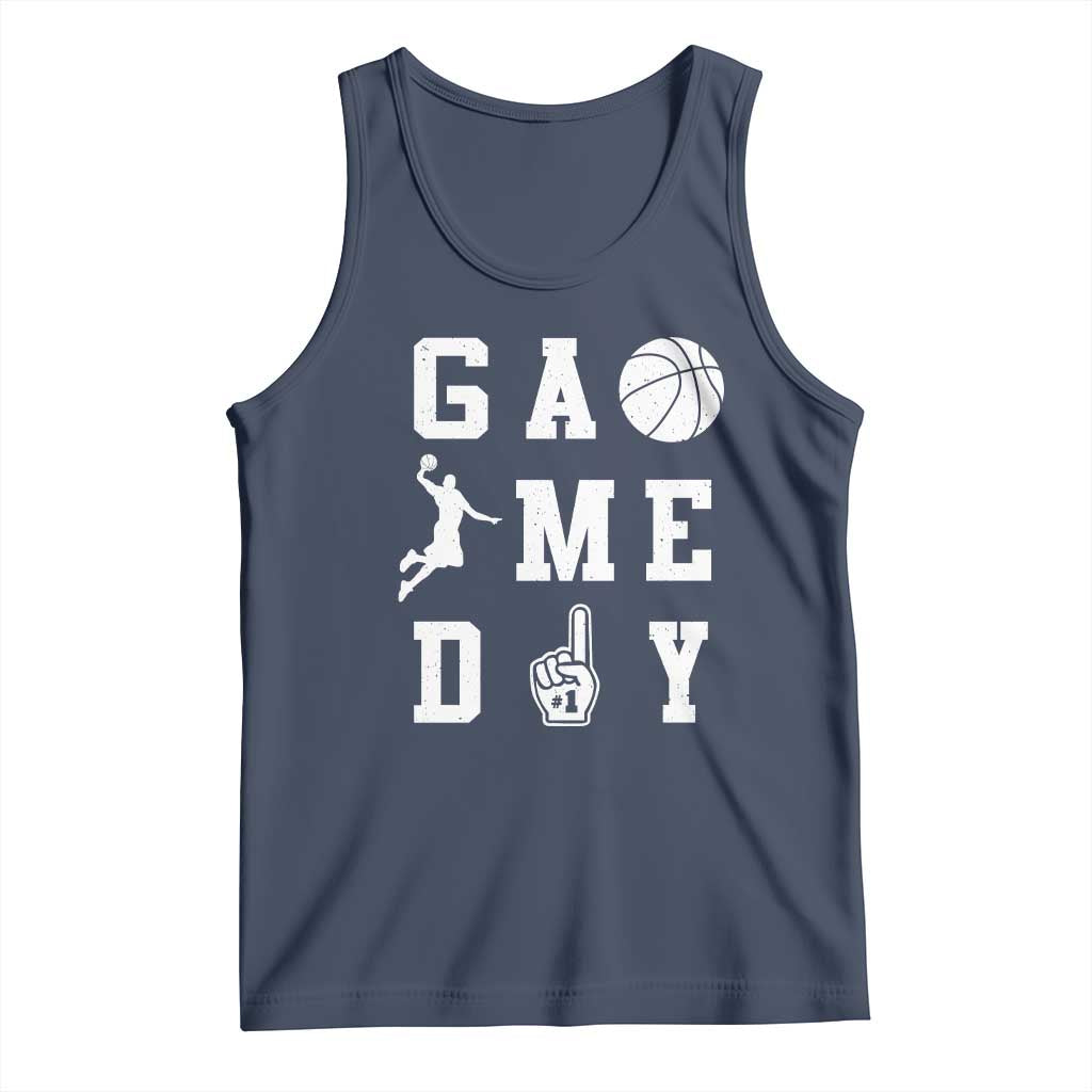 Game Day Basketball Tank Top Basketball Mom Sports Fan TS10 Navy Print Your Wear
