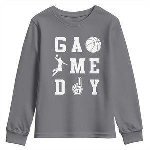 Game Day Basketball Youth Sweatshirt Basketball Mom Sports Fan TS10 Charcoal Print Your Wear
