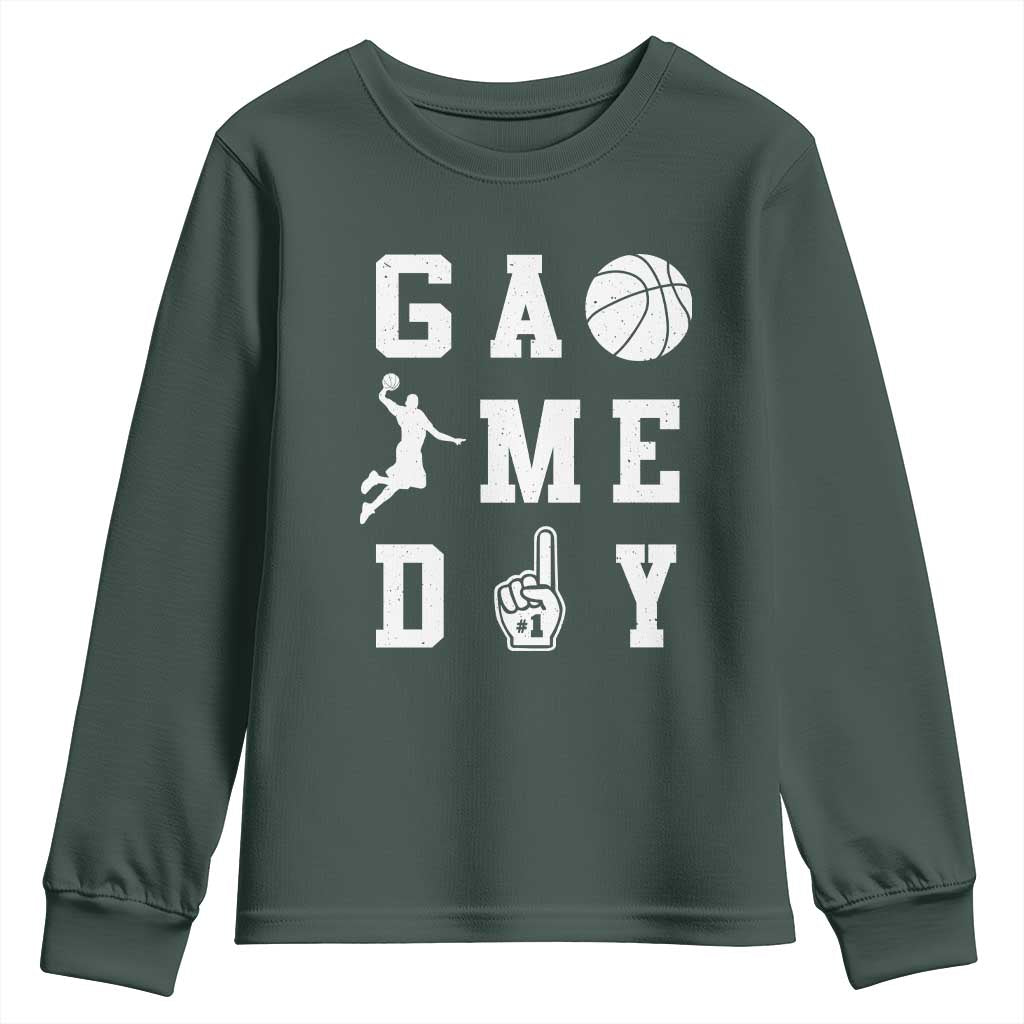 Game Day Basketball Youth Sweatshirt Basketball Mom Sports Fan TS10 Dark Forest Green Print Your Wear