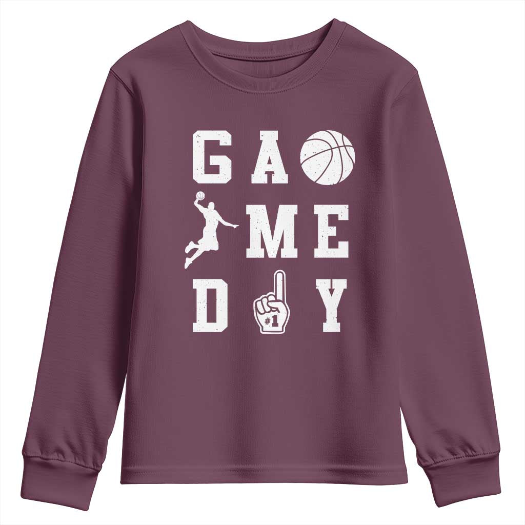 Game Day Basketball Youth Sweatshirt Basketball Mom Sports Fan TS10 Maroon Print Your Wear