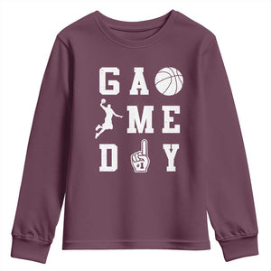 Game Day Basketball Youth Sweatshirt Basketball Mom Sports Fan TS10 Maroon Print Your Wear