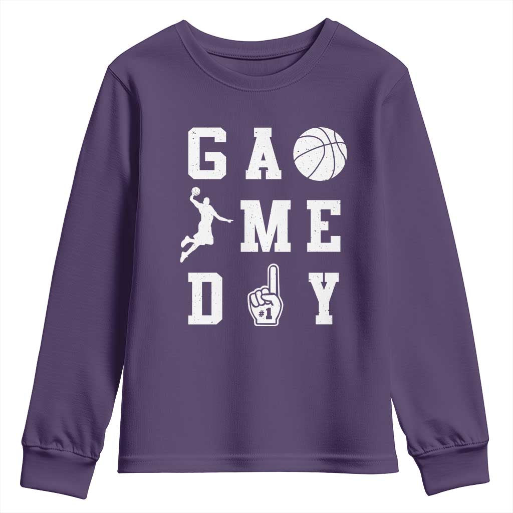 Game Day Basketball Youth Sweatshirt Basketball Mom Sports Fan TS10 Purple Print Your Wear