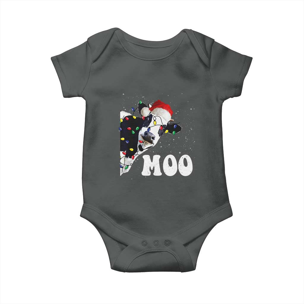 Christmas Cow Baby Onesie Funny Cow Lover Xmas Gift Farm TS10 Dark Heather Print Your Wear