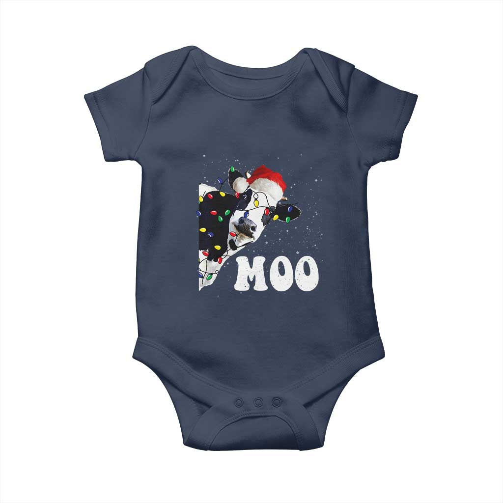 Christmas Cow Baby Onesie Funny Cow Lover Xmas Gift Farm TS10 Navy Print Your Wear