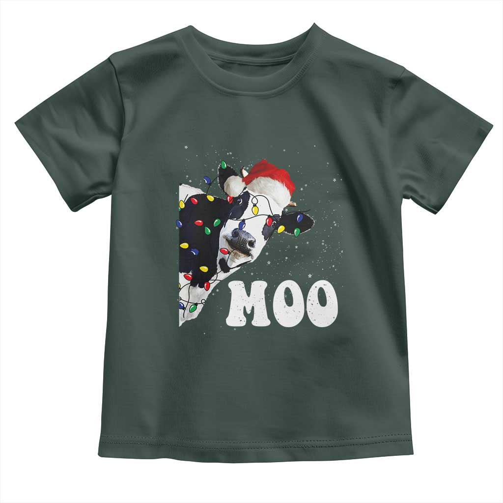 Christmas Cow Baby Shirt Funny Cow Lover Xmas Gift Farm TS10 Dark Forest Green Print Your Wear