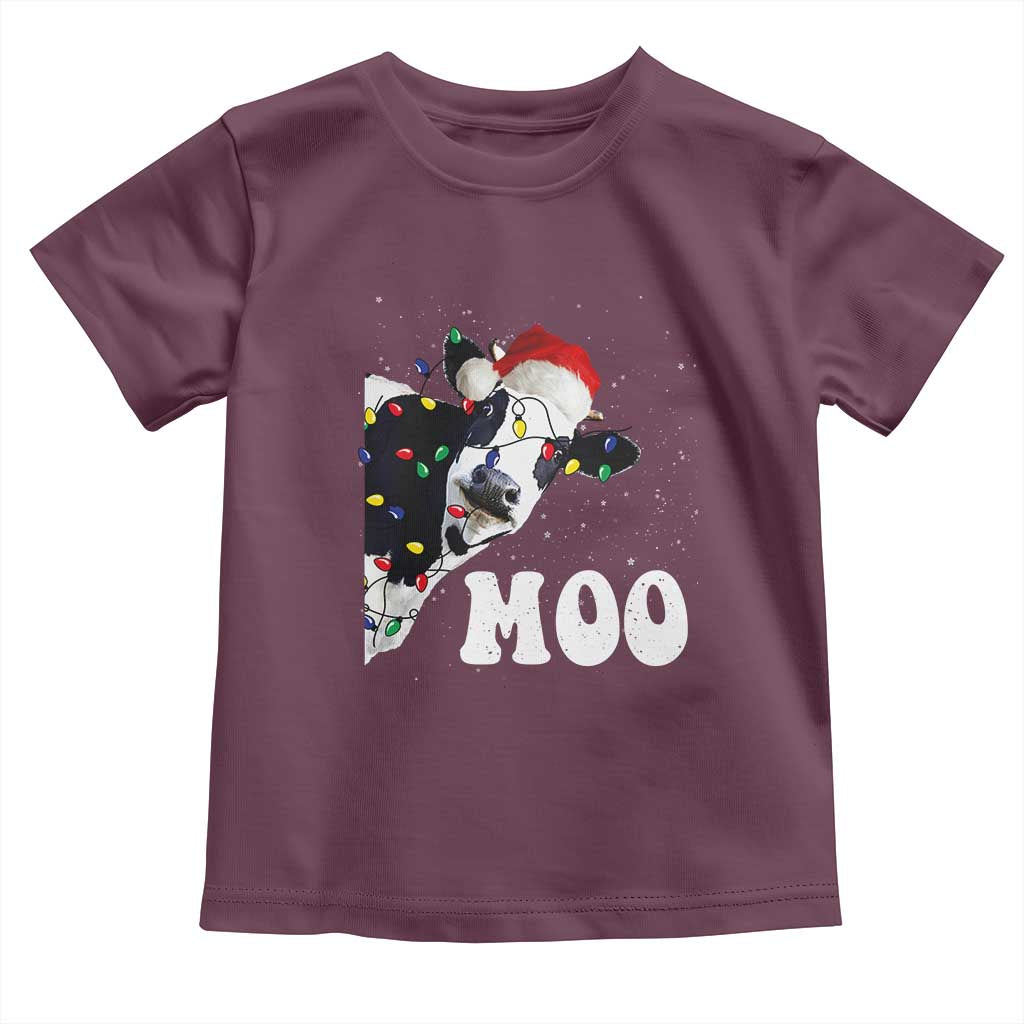 Christmas Cow Baby Shirt Funny Cow Lover Xmas Gift Farm TS10 Maroon Print Your Wear