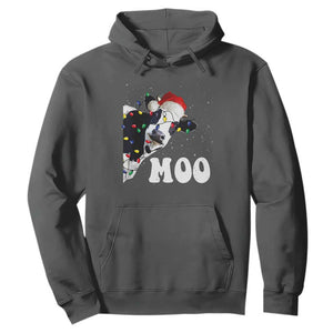Christmas Cow Hoodie Funny Cow Lover Xmas Gift Farm TS10 Dark Heather Print Your Wear