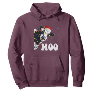 Christmas Cow Hoodie Funny Cow Lover Xmas Gift Farm TS10 Maroon Print Your Wear
