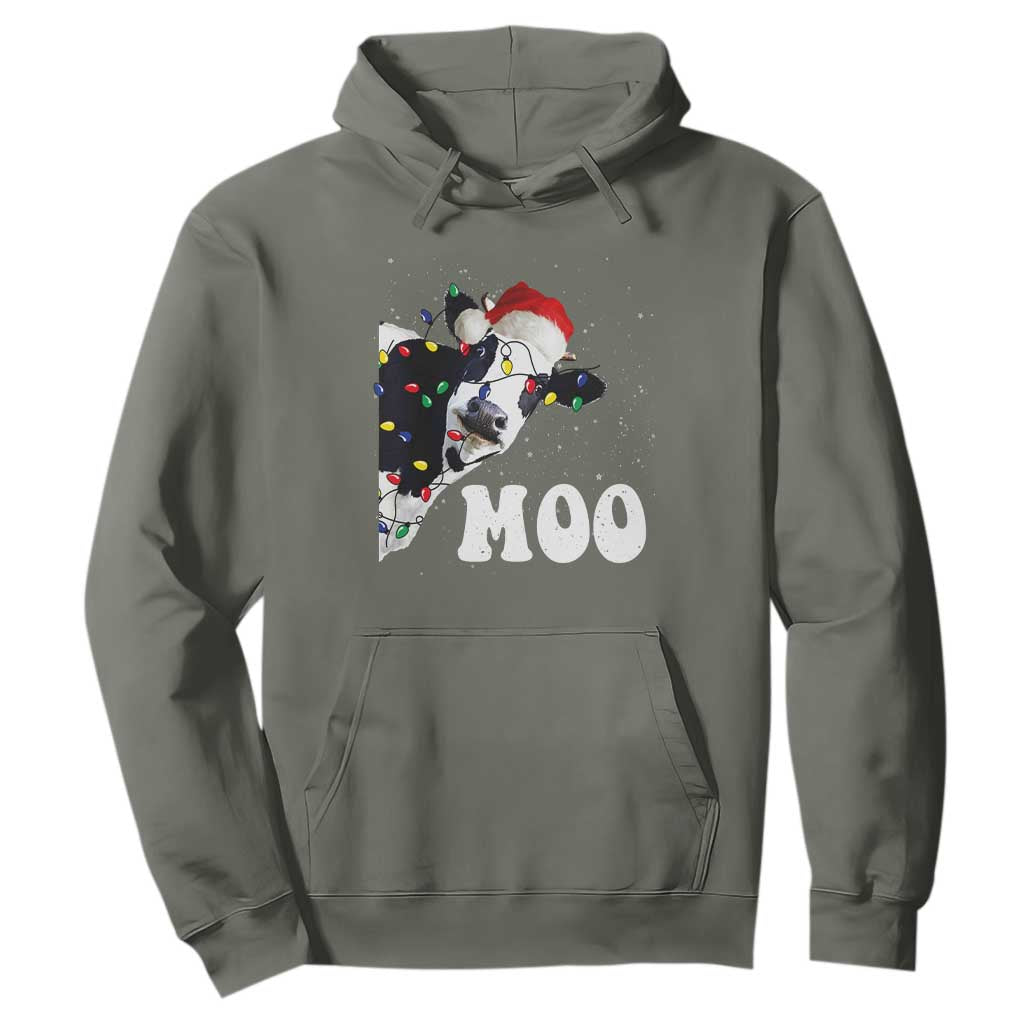 Christmas Cow Hoodie Funny Cow Lover Xmas Gift Farm TS10 Military Green Print Your Wear
