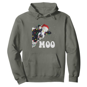 Christmas Cow Hoodie Funny Cow Lover Xmas Gift Farm TS10 Military Green Print Your Wear