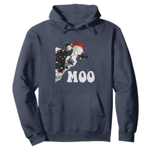 Christmas Cow Hoodie Funny Cow Lover Xmas Gift Farm TS10 Navy Print Your Wear