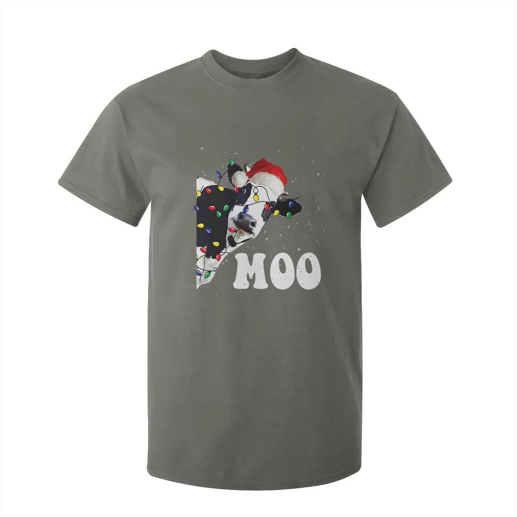 Christmas Cow T Shirt For Kid Funny Cow Lover Xmas Gift Farm TS10 Military Green Print Your Wear